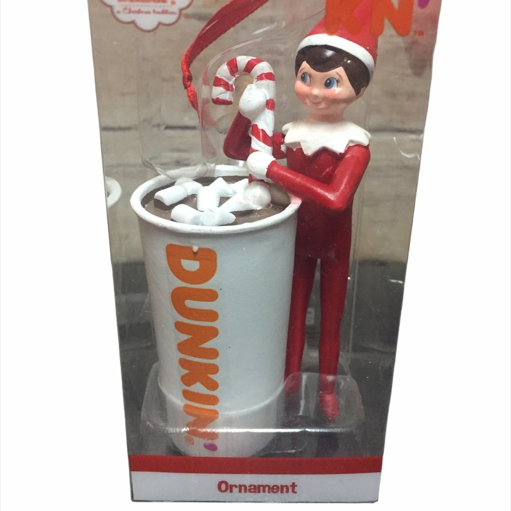 Elf Ornament Dunkin Donuts Hot Cocoa Candy Cane Boy - Picture 3 of 3